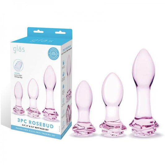 Glas Rosebud 3-piece Glass Anal Plug Set