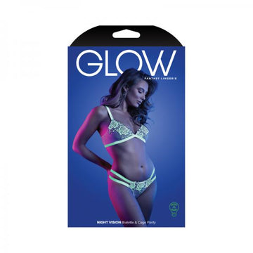 Fantasy Lingerie Glow Night Vision Glow-in-the-dark Lace Bralette & Panty White S/m