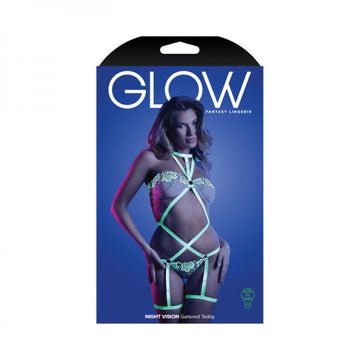 Fantasy Lingerie Glow Night Vision Glow-in-the-dark Lace Strappy Teddy White S/m