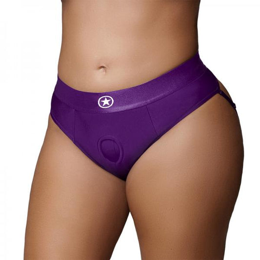 Ouch! Vibrating Strap-on Thong With Removable Butt Straps Purple Xl/xxl