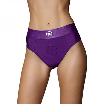 Ouch! Vibrating Strap-on Thong With Removable Butt Straps Purple Xs/s