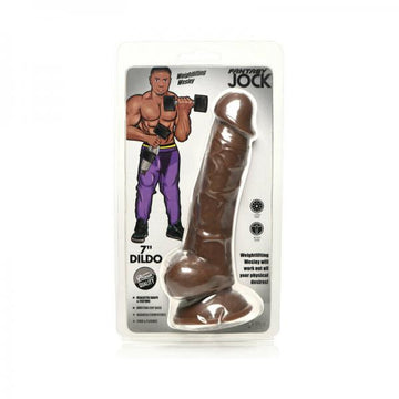 Jock Weightlifting Wesley 7 In. Dildo With Balls Dark