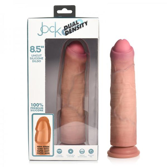 Jock Uncut 8.5 In. Dual Density Silicone Dildo Light