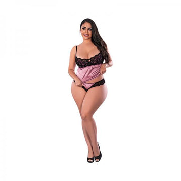 Magic Silk Sensual Desires Cami And Cheeky Panty Set Mauve Queen Size