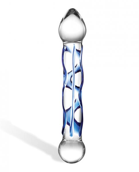 Glas 6.5 inches Full Tip Textured Glass Dildo Clear