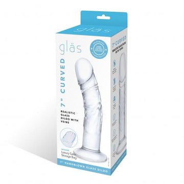 Glas 7 Curved Realistic Glass Dildo W Veins "