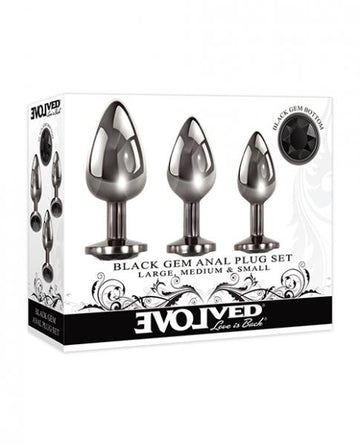 Evolved Gem Black Anal Plug Set