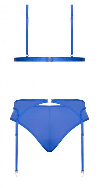 Sassy Bra Garter & Rouched Panty Cobalt 2xl