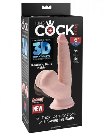 King Cock Triple Density Plus 6in Cock W/ Swinging Balls