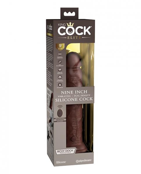 King Cock Elite 9 In Vibrating Dual Density Brown