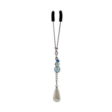 Bijoux De Cli Tweezer W/ Pearl On Chain & Blue Beads