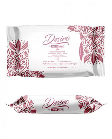 Swiss Navy Desire Unscented Feminine Wipes 25ct 6pc Display