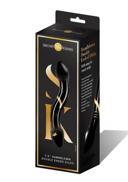 Secret Kisses 7.5in Double Ended Dildo Black & Gold