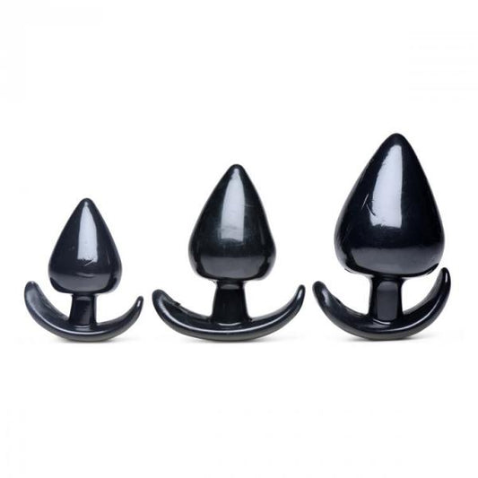 Triple Spades 3 Piece Anal Plug Set Black