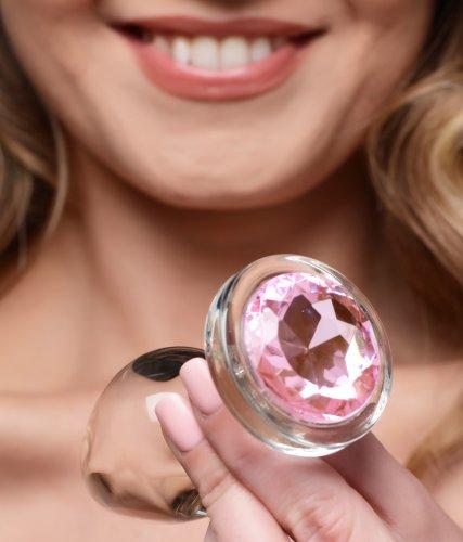 Booty Sparks Pink Gem Glass Anal Plug Large