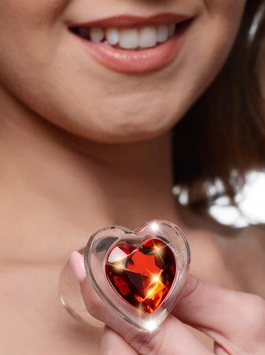 Booty Sparks Red Heart Glass Anal Plug Small