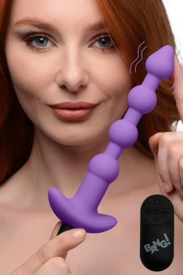 Bang! Vibrating Silicone Anal Beads & Remote Purple