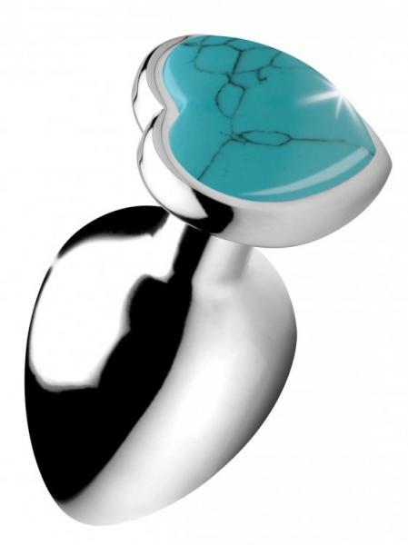 Booty Sparks Gemstones Large Heart Anal Plug Turquoise